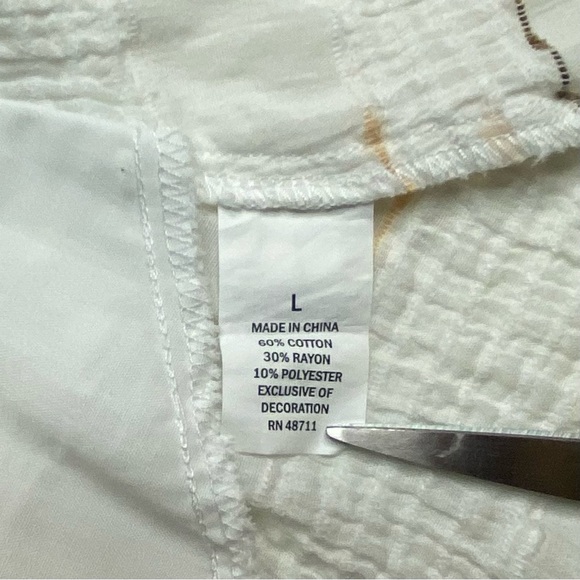 WAVE ZONE Beach Pool CoverUp White Lace-Up Tunic Top Sz L - Picture 10 of 12